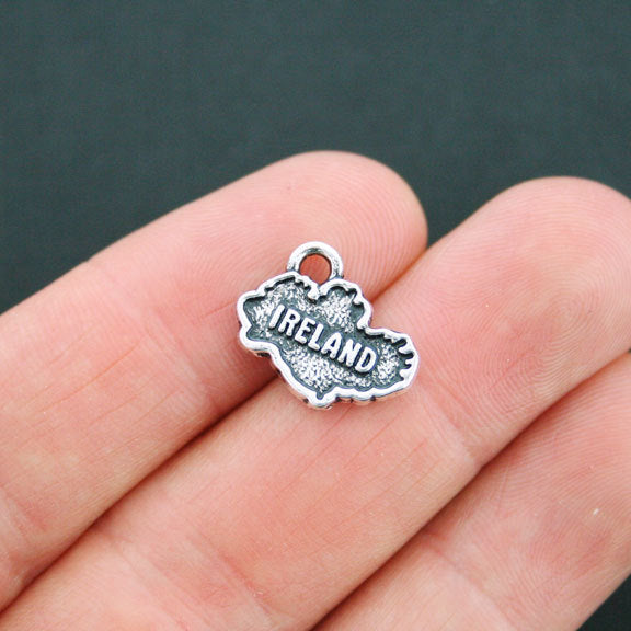 4 Ireland Antique Silver Tone Charms 2 Sided - SC2655