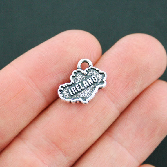 4 Ireland Antique Silver Tone Charms 2 Sided - SC2655