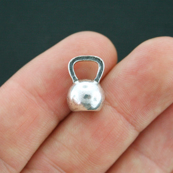 4 Kettlebell Antique Silver Tone Charms 3D - SC3908