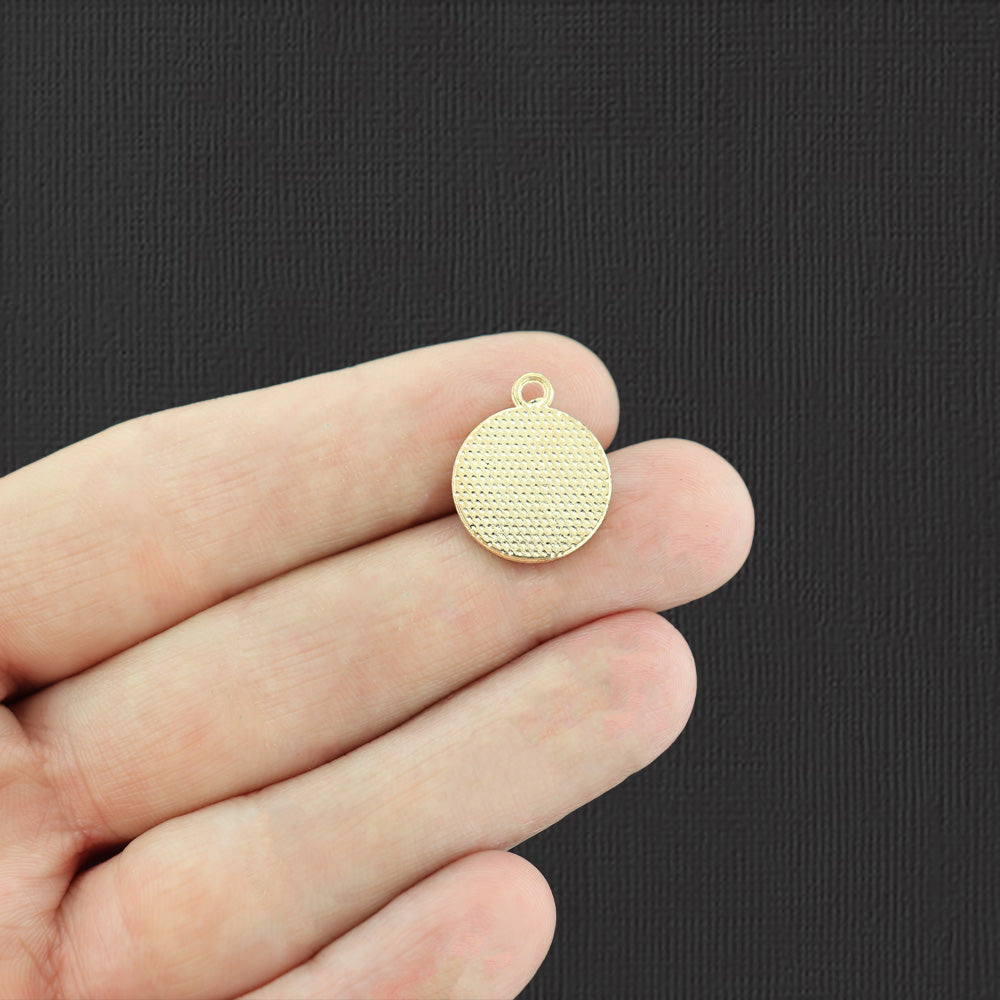 4 Kiwi Fruit Gold Tone Enamel Charms - E977