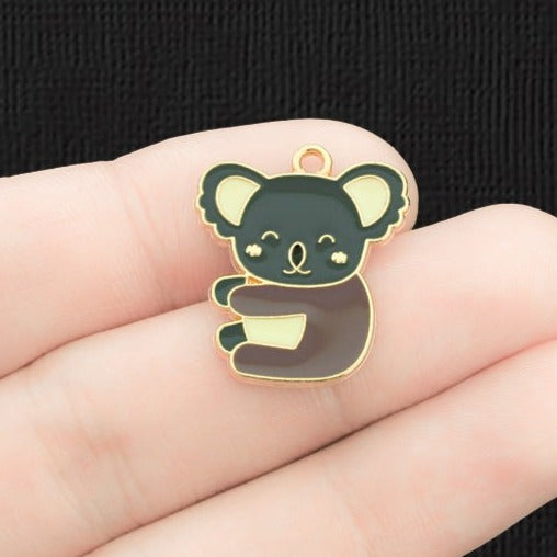 4 Koala Gold Tone Enamel Charms - E508