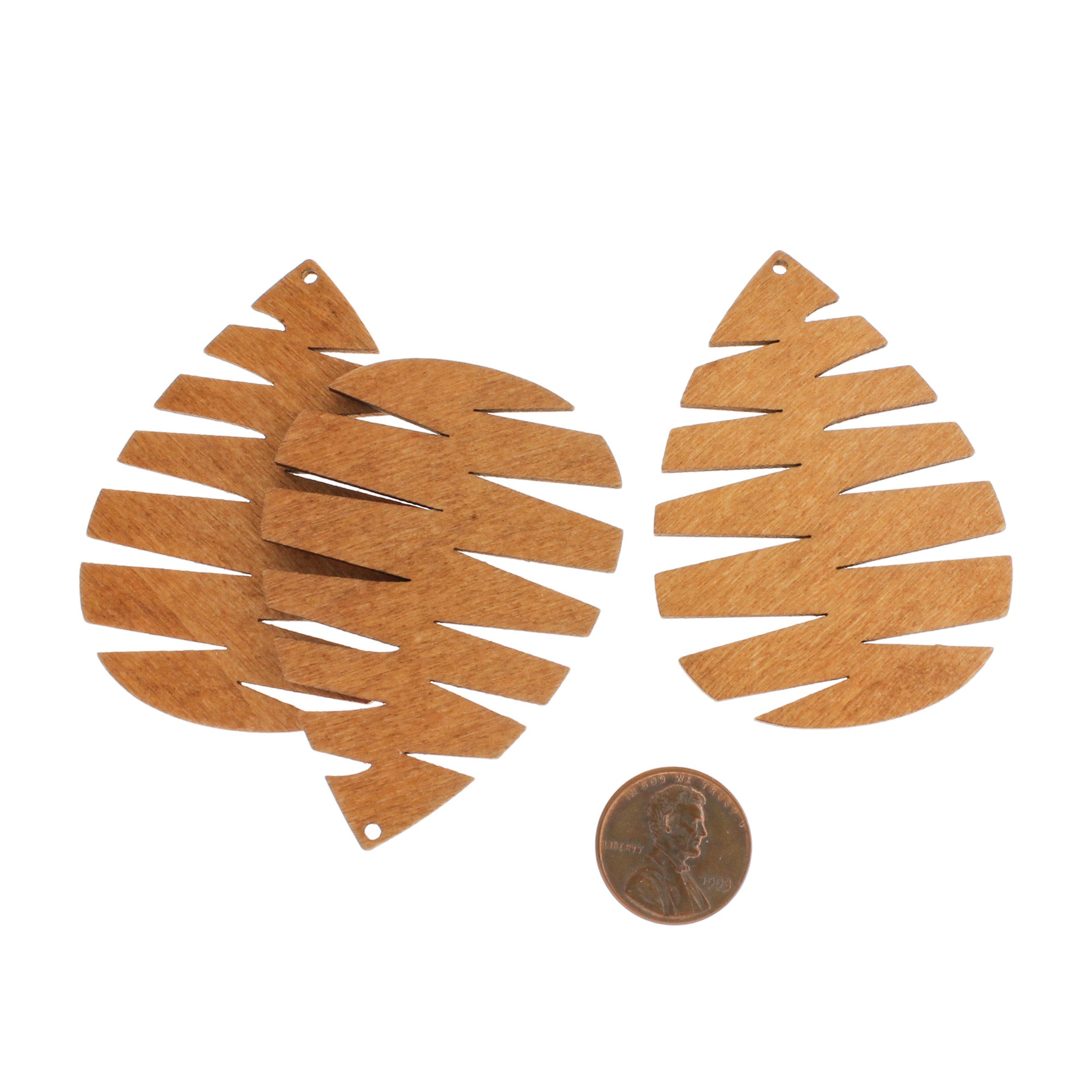 Breloques en bois naturel à 4 feuilles 2 faces - WP433