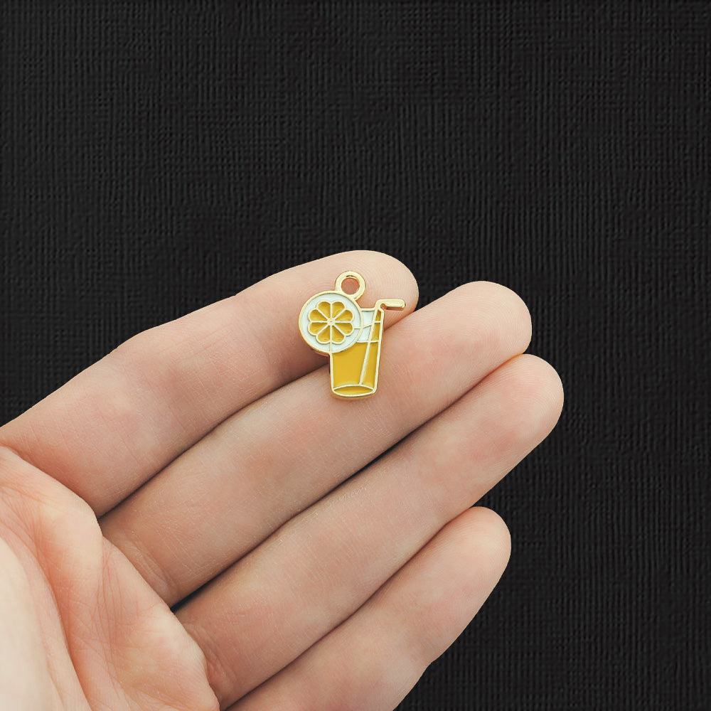 4 Lemonade Gold Tone Enamel Charms - E1094