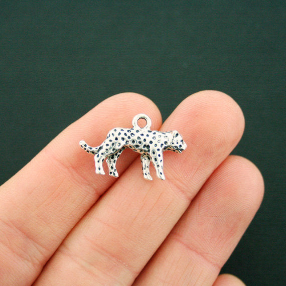 4 Leopard Antique Silver Tone Charms 3D - SC6614