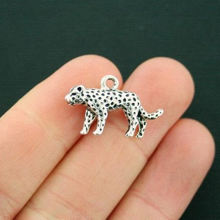 4 Leopard Antique Silver Tone Charms 3D - SC6614