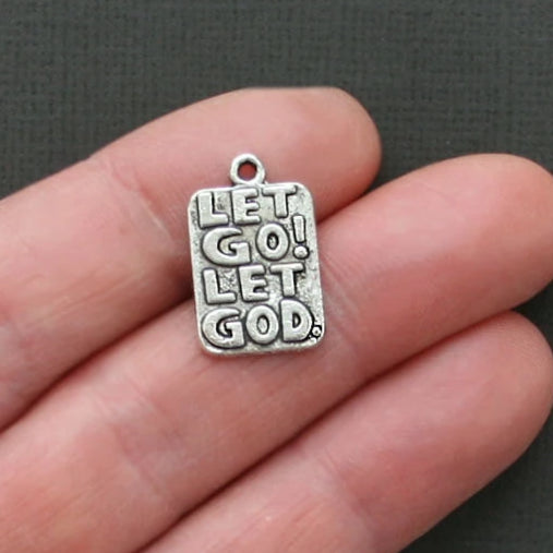 4 Let Go! Let God Antique Silver Tone Charms - SC1695