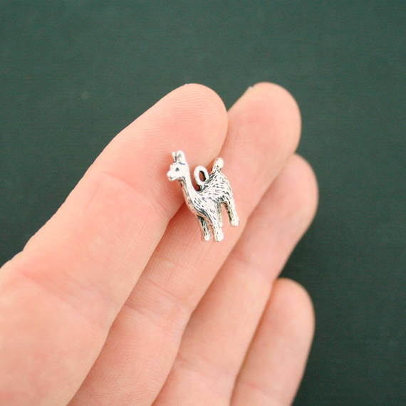 4 Llama Antique Silver Tone Charms 3D - SC6970