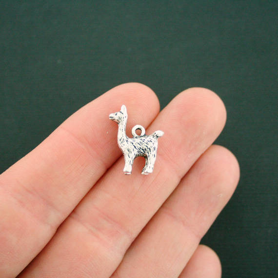 4 Llama Antique Silver Tone Charms 3D - SC6970