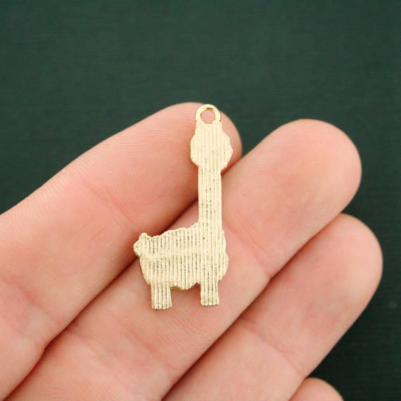 4 breloques en émail doré lama - E566