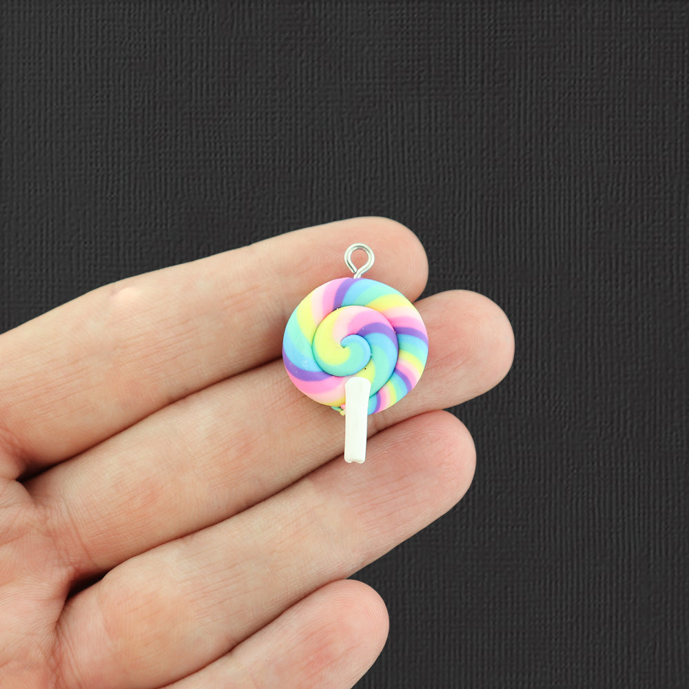 4 Lollipop Polymer Clay Charms - E983