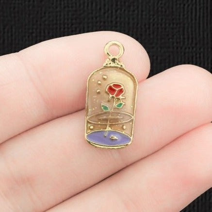 4 Magical Rose Gold Tone Enamel Charms - E131