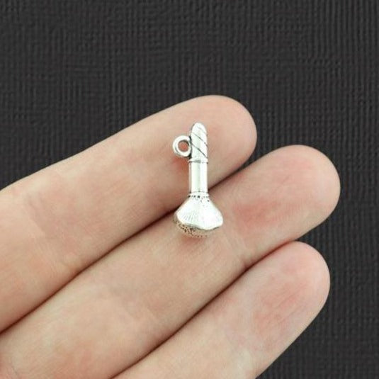 4 breloques de ton argent antique pinceaux de maquillage 2 faces - SC3987