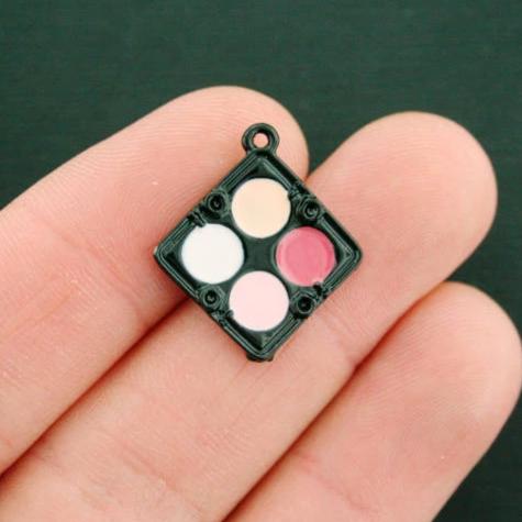 4 Makeup Palette Black Enamel Charms - E570