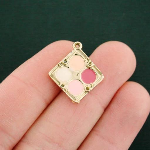 4 Makeup Palette Gold Tone Enamel Charms - E563