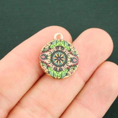 4 Mandala Antique Gold Tone Charms - GC1176