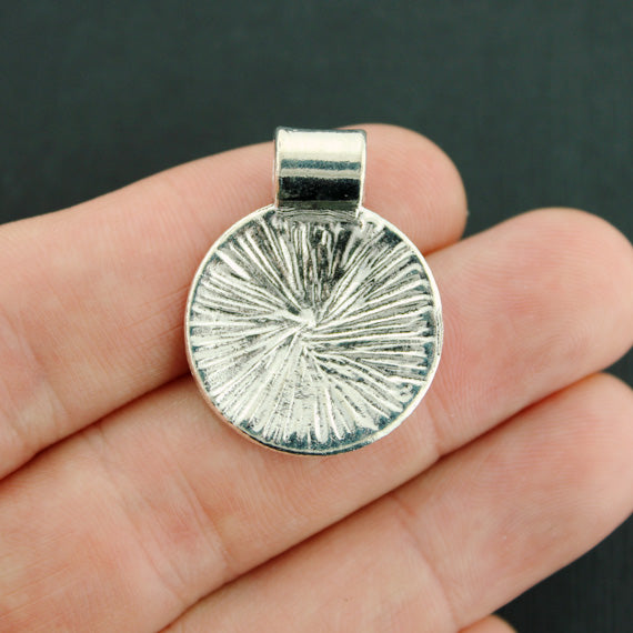 4 Mandala Antique Silver Tone Charms - SC7830
