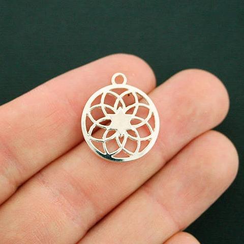 4 Mandala Silver Tone Charms - SC7178