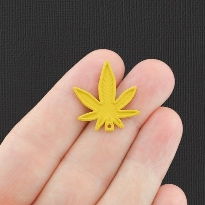 4 Marijuana Leaf Enamel Charms - E860