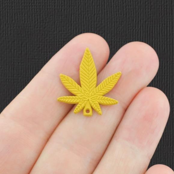 4 Marijuana Leaf Enamel Charms - E860