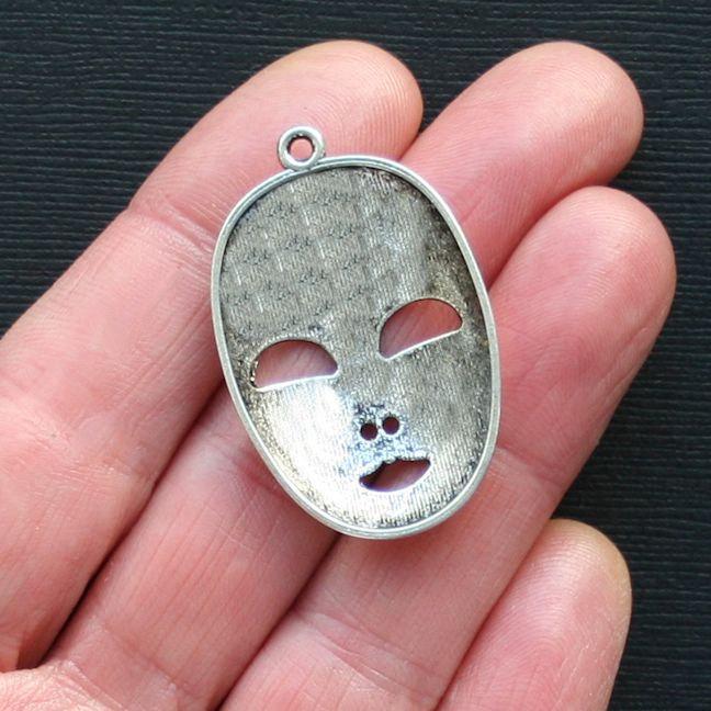 4 Mask Antique Silver Tone Charms - SC2947