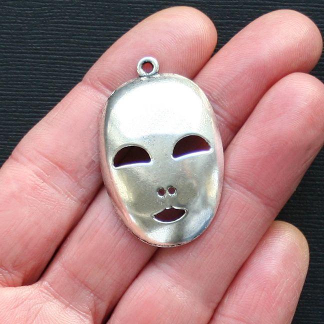 4 Mask Antique Silver Tone Charms - SC2947