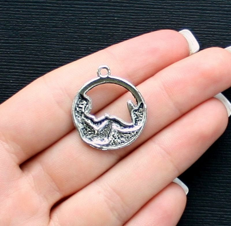 4 Mermaid Antique Silver Tone Charms - SC1642