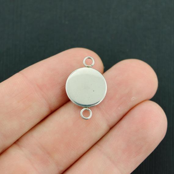 4 Mermaid Connector Scale Stainless Steel Cabochon Charms - FD640