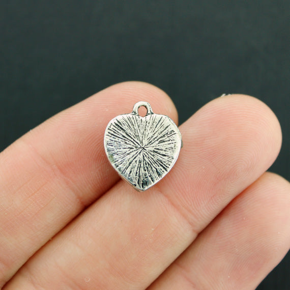 4 Mermaid Scale Heart Antique Silver Tone Cabochon Charms - Z727