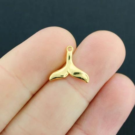 4 Mermaid Tail Gold Tone Charms 2 Sided - BR021