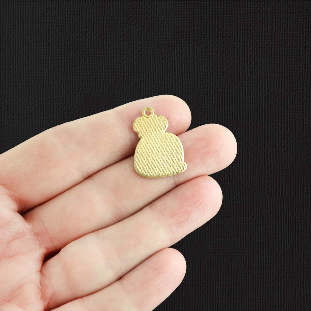 4 Merry Christmas Gift Bag Gold Tone Enamel Charms - E825