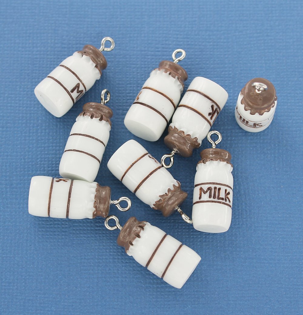 4 Milk Bottle Resin Charms 3D - K110