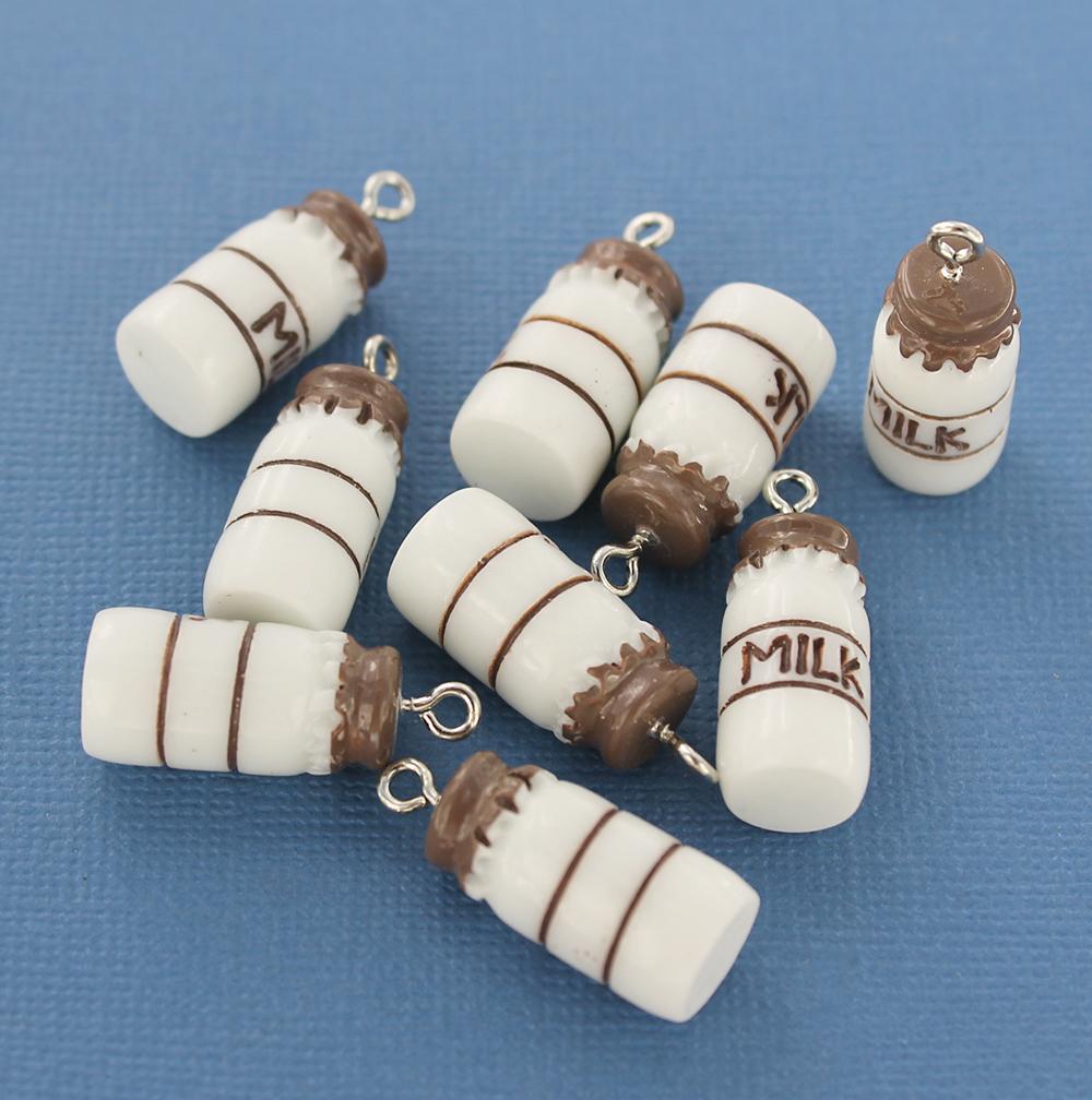 4 Milk Bottle Resin Charms 3D - K110