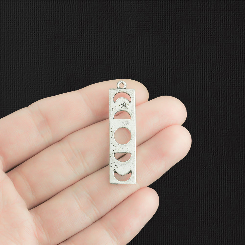 4 Phases de Lune Antique Silver Tone Charms 2 Faces - SC5919