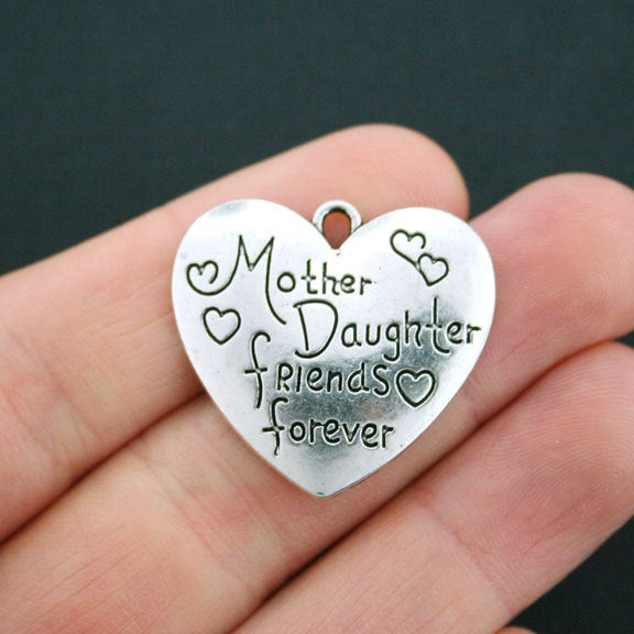 4 Mother Daughter Antique Silver Tone Charms - SC4847