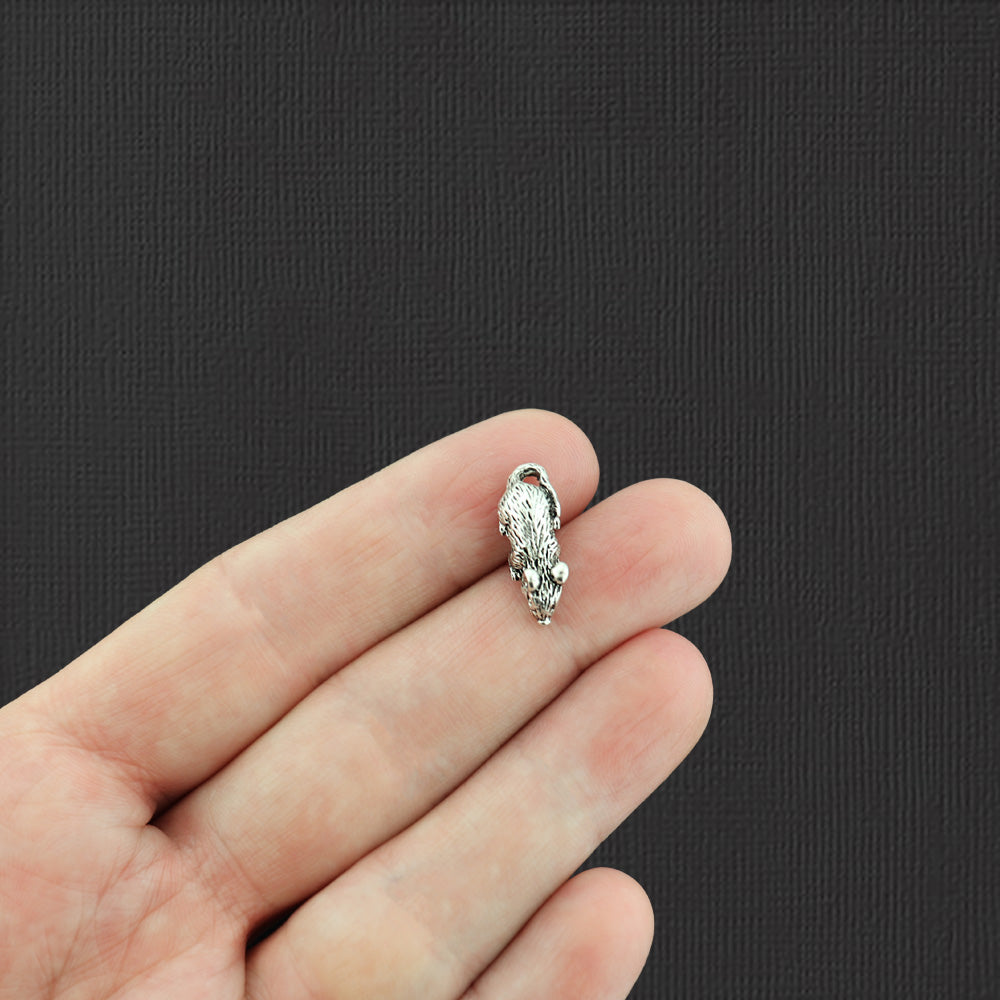 4 Mouse Antique Silver Tone Charms 3D - SC1457