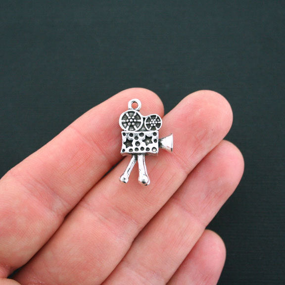 4 breloques argentées antiques pour caméra de cinéma 3D - SC1090