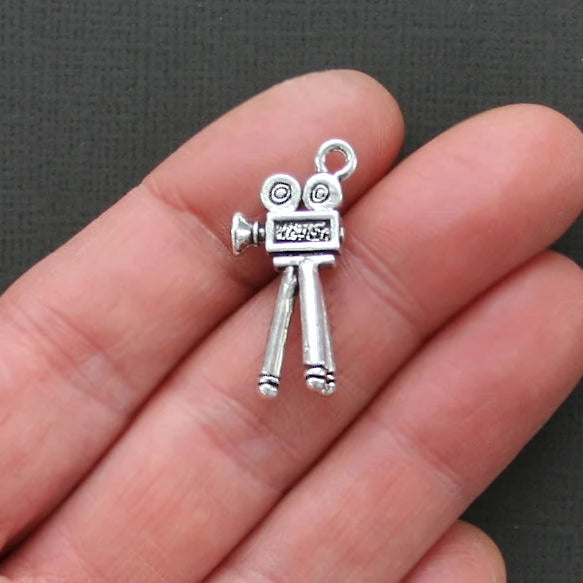 4 Movie Camera Antique Silver Tone Charms 3D - SC1825
