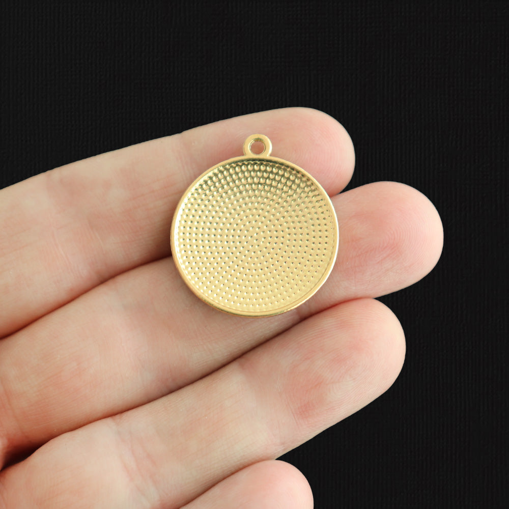 4 Mushroom Floral Gold Tone Enamel Charms - E533