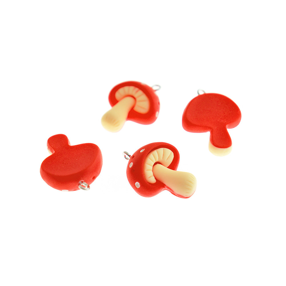 4 breloques en résine de champignon - K650