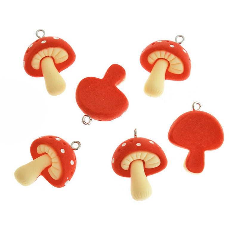 4 breloques en résine de champignon - K650