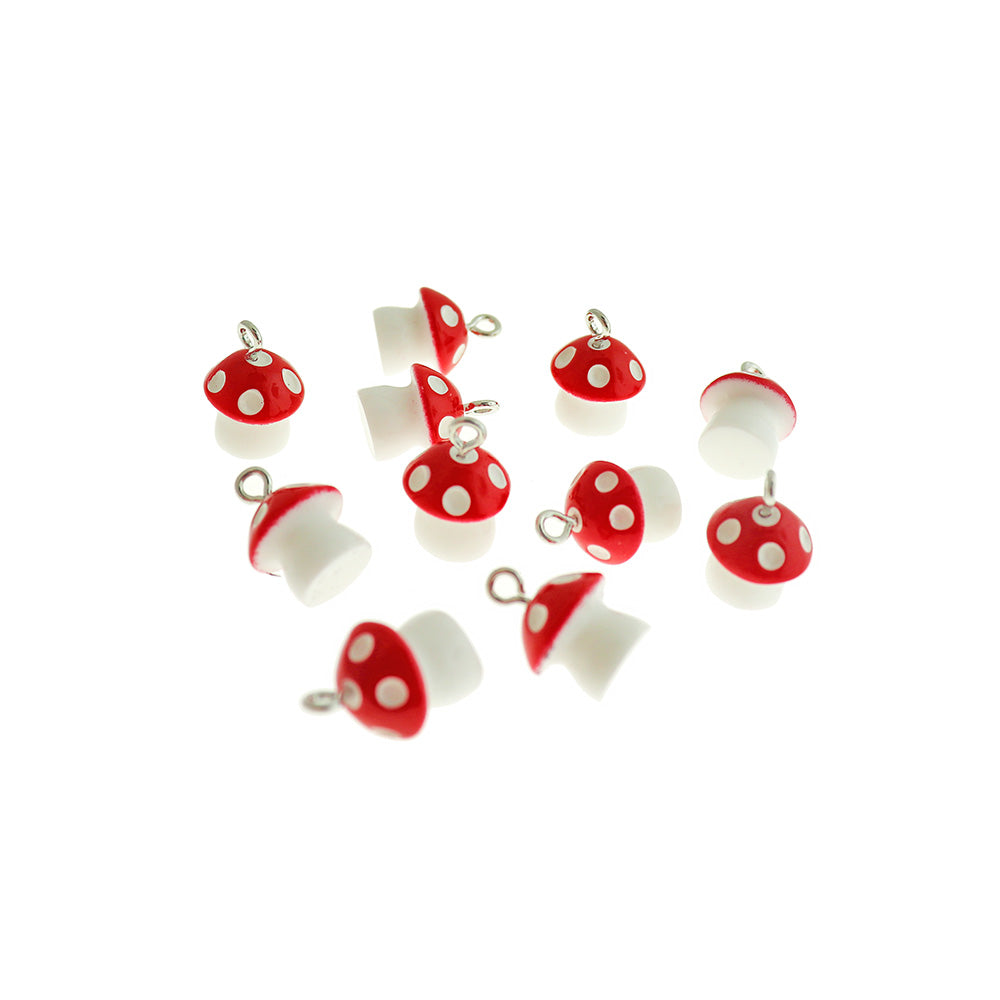 4 breloques en résine de champignon - K681