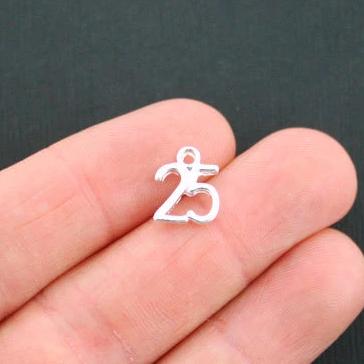 4 breloques argentées numéro 25 - SC4911