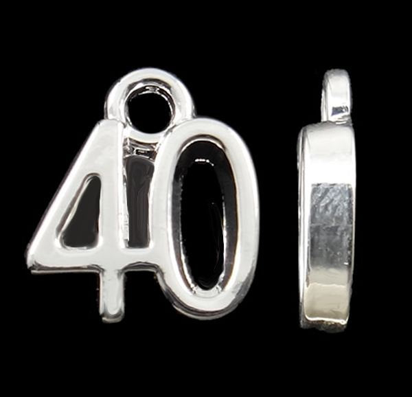 4 Number 40 Silver Tone Charms - SC2164