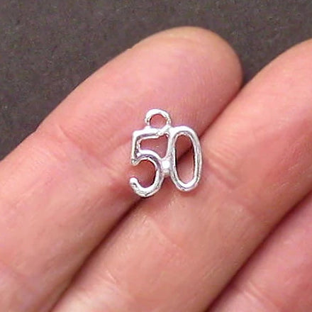 4 Number 50 Silver Tone Charms 2 Sided - SC1463