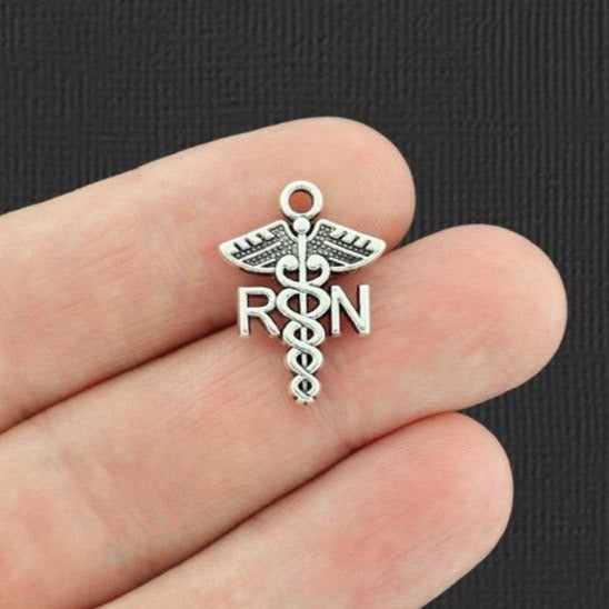 4 Nurse RN Antique Silver Tone Charms - SC2942
