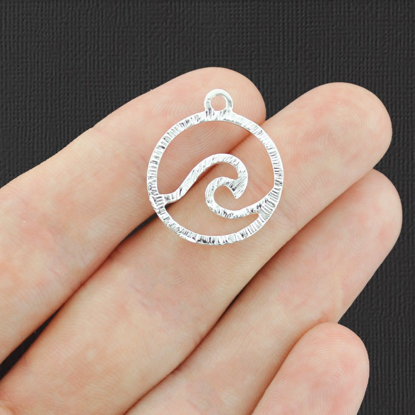 4 Ocean Wave Silver Tone Charms - SC3051