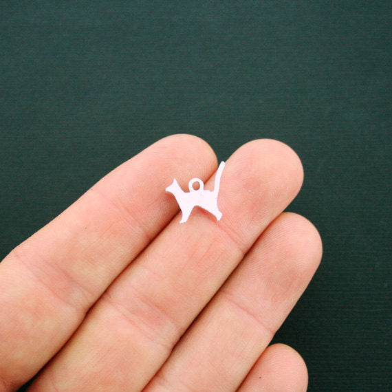 4 Origami Cat Antique Silver Tone Charms - SC5790