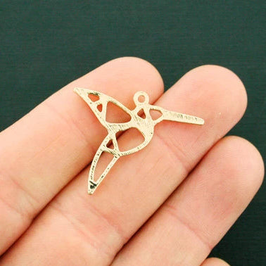 4 breloques origami colibri doré - GC1071