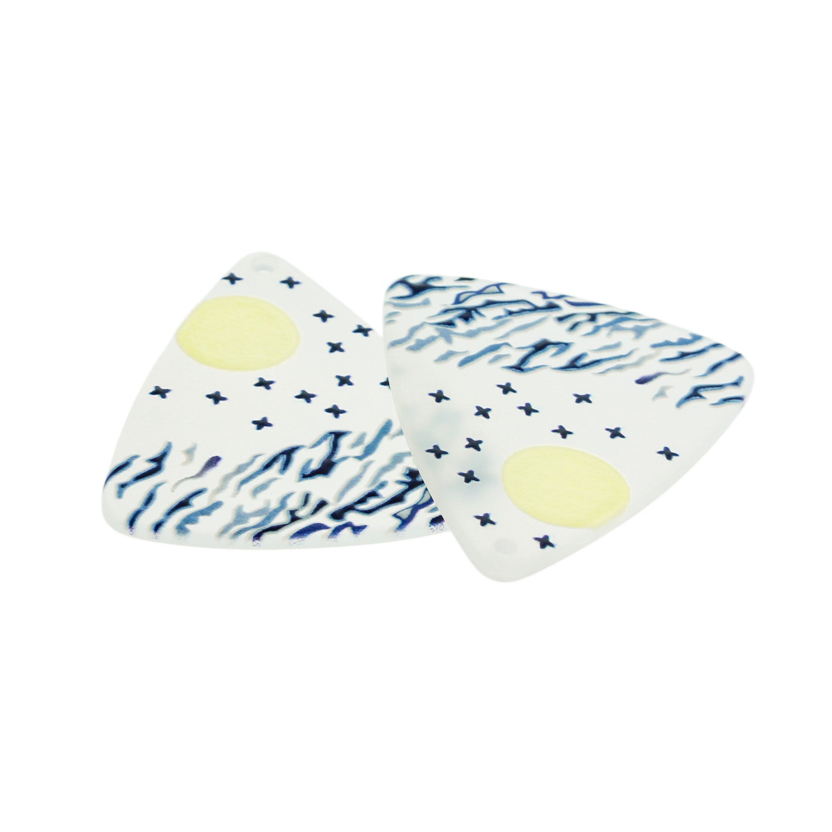 4 Painted Triangle Ocean Acrylic Charms - K470