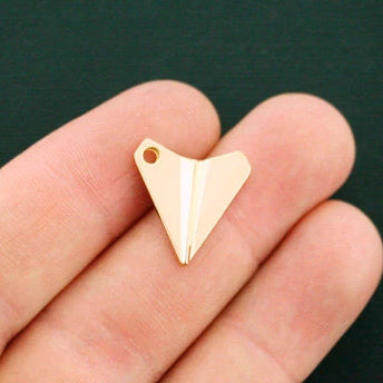 4 Paper Plane Gold Tone Charms 3D - GC984
